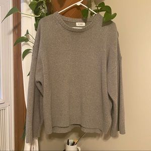 Oversized Gray Knit Crew Neck Sweater